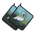 Carolines Treasures Blue Stand White Pelican Pair of Pot Holders MW1309PTHD